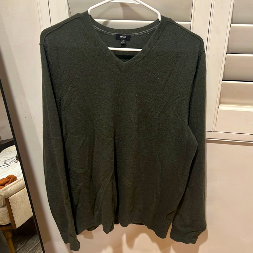 Medium olive green Vince v neck sweater